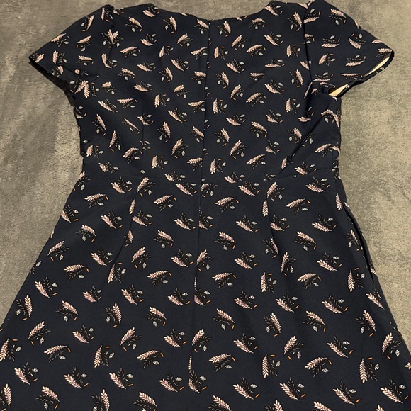 LOFT Navy Dress with Pink Feather Design - Picture 4 of 5
